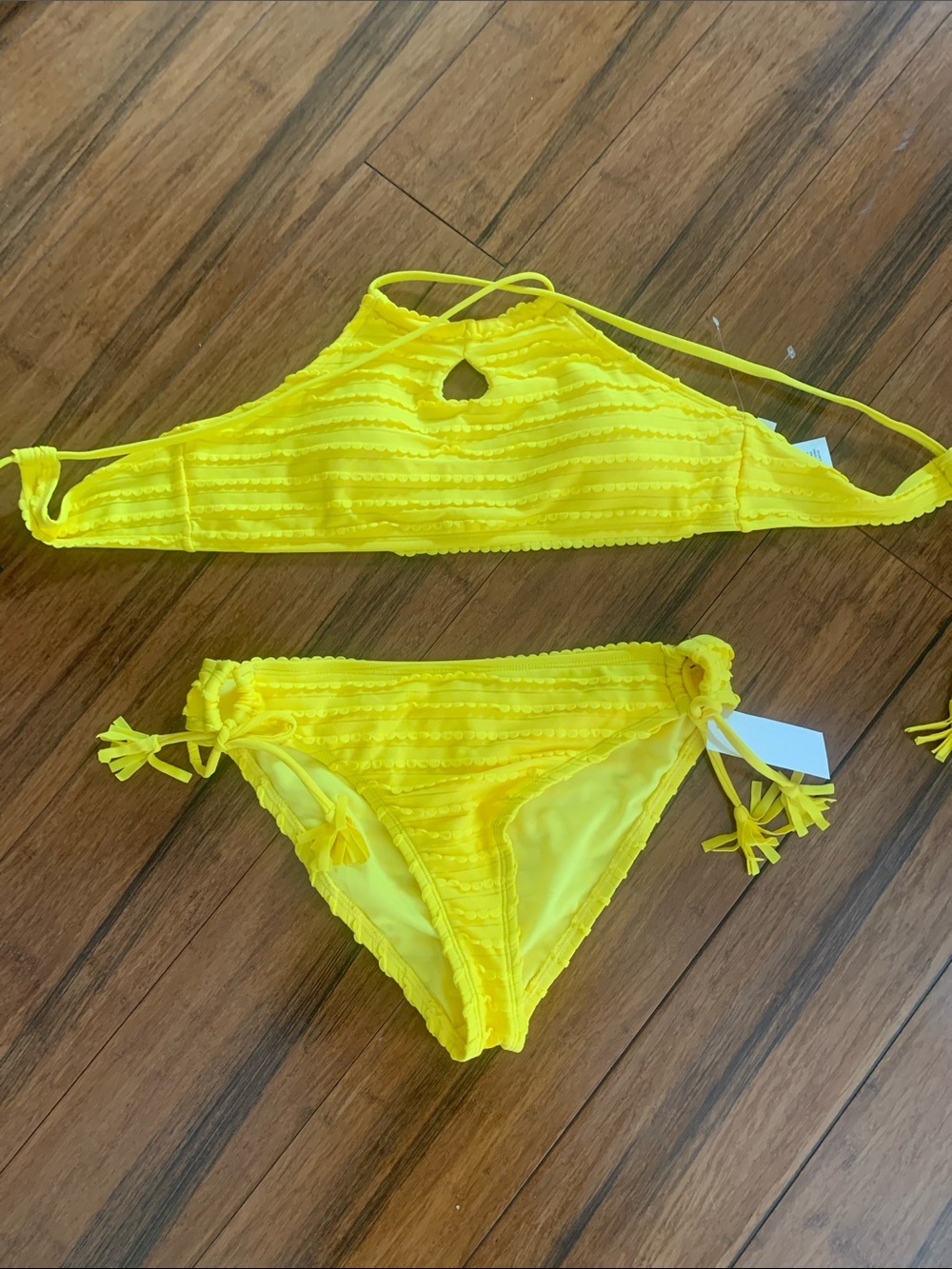 Hobie Neon Yellow Girls Two-Piece Ruffled Swim Bikini